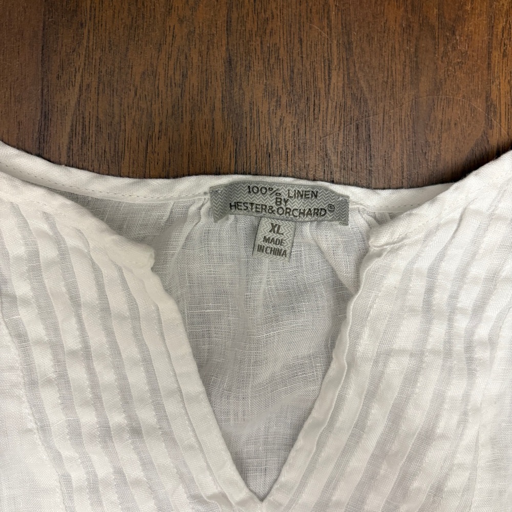 100% Linen White Blouse - Picture 2 of 7